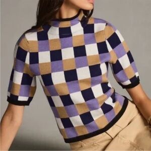 Anthropologie Maeve Knit Top in Purple and Tan